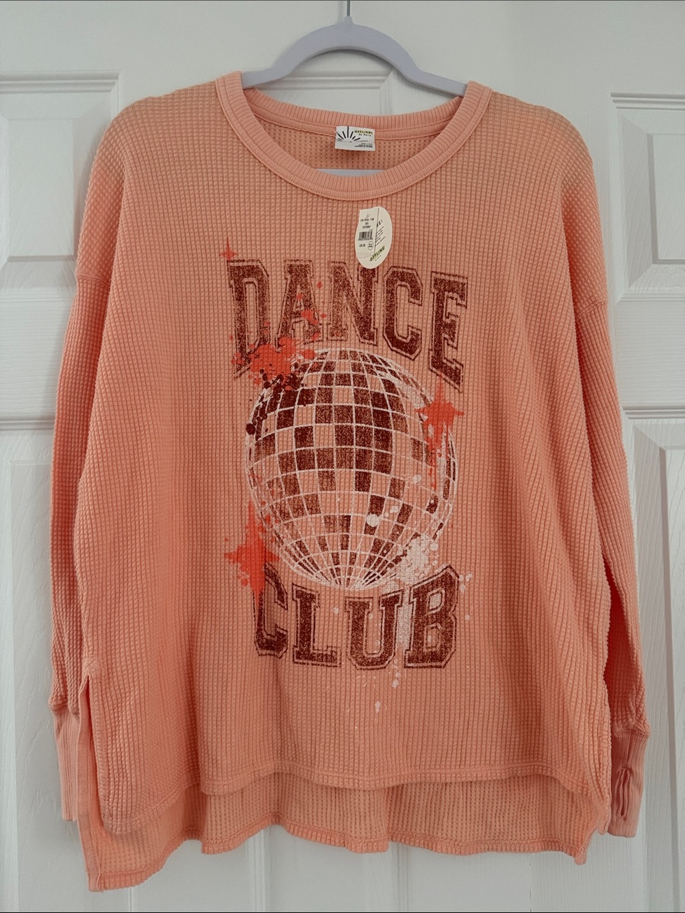 aerie Offline Waffle-Knit 'Dance Club' Crewneck long sleeve